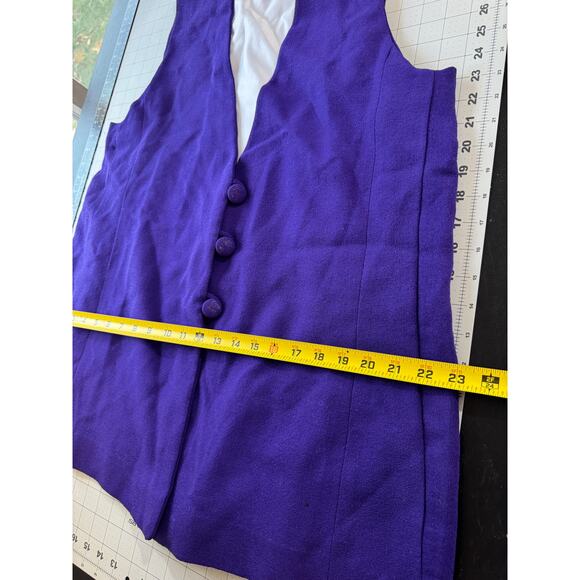 Vintage 90s Purple Longline Vest Tailored Minimalist S/M Chic Power - Picture 12 of 13